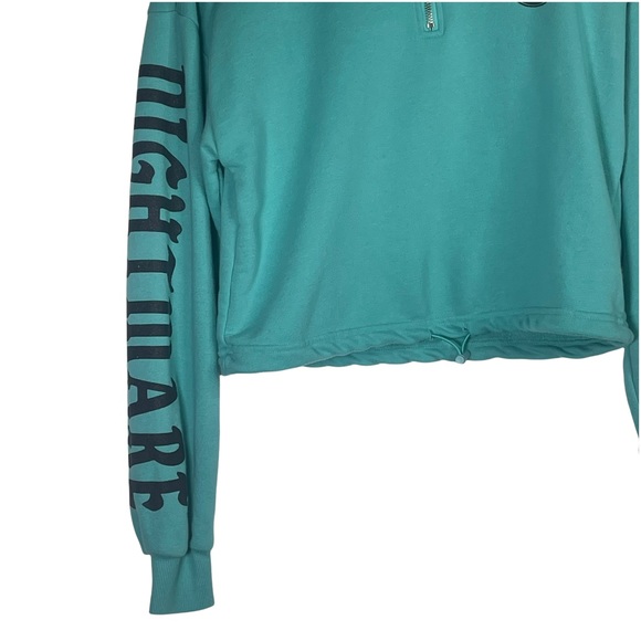 💰 5/25$ ♻️ 8 Ball Nightmare Sleeve Teal Women’s Medium Crop Top - Picture 4 of 11